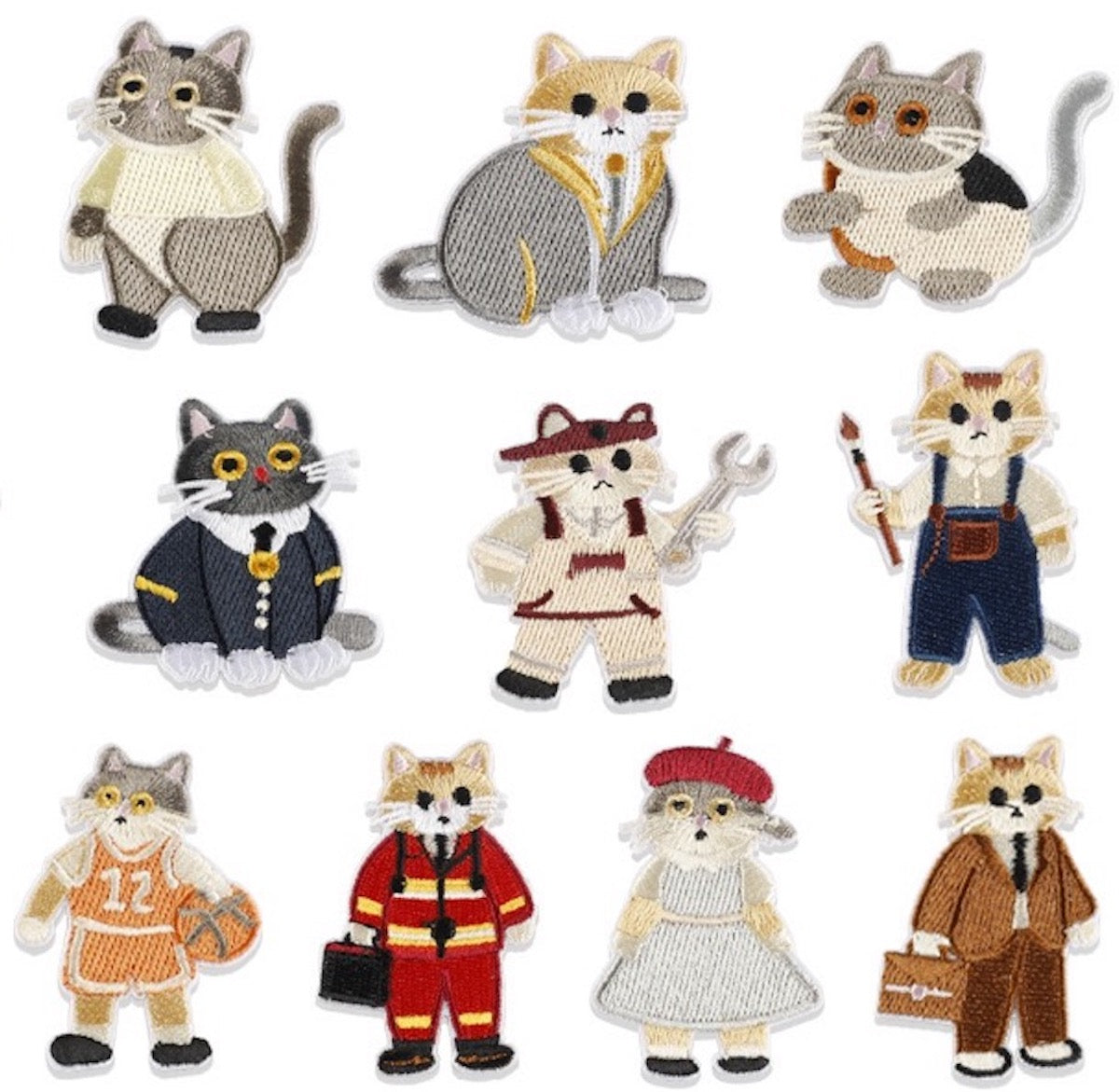 Katze Stickerei Patch Serie A Sticker Motivwahl 5er 10er 17er Set DIY Handyhülle Laptop Kleidung