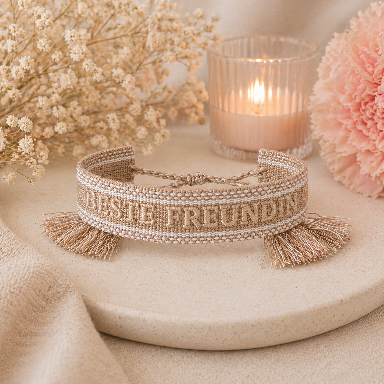 Freundschaftsarmband Damen – Botschaft wählbar (BESTE MAMA, BESTE FREUNDIN, BE HAPPY) – Geschenk Idee