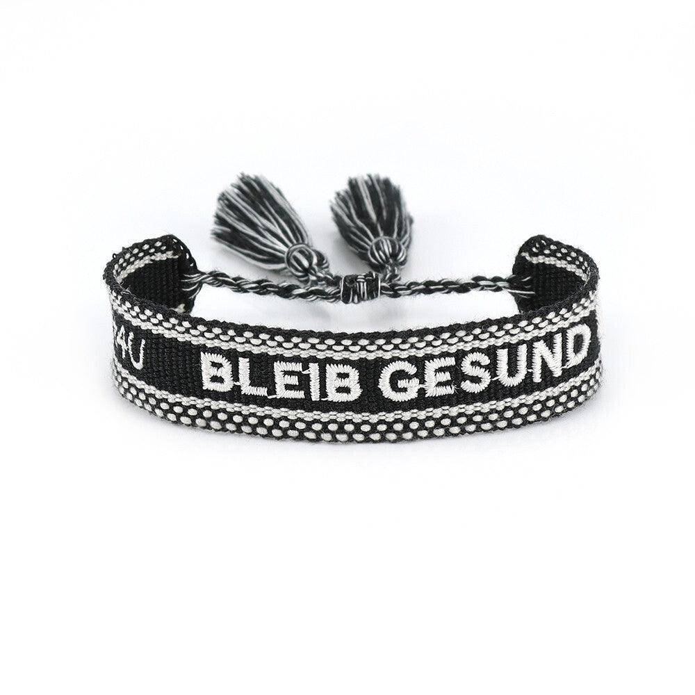 Gift4U Damen Unisex Armband FreundschaftsarmbÀnder "Bleib Gesund" rosa schwarz