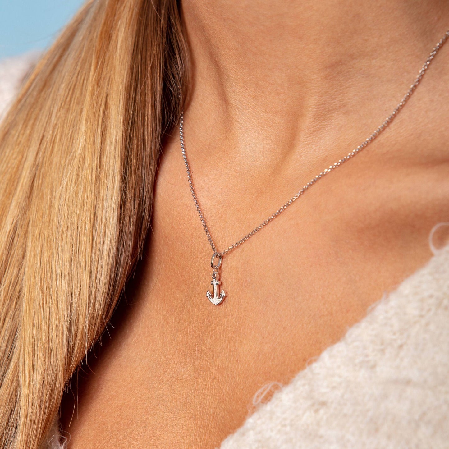 DUR 925 Silber Schmuck Kette "Anker 2.0" mit Strandsand K2533 rhodiniert