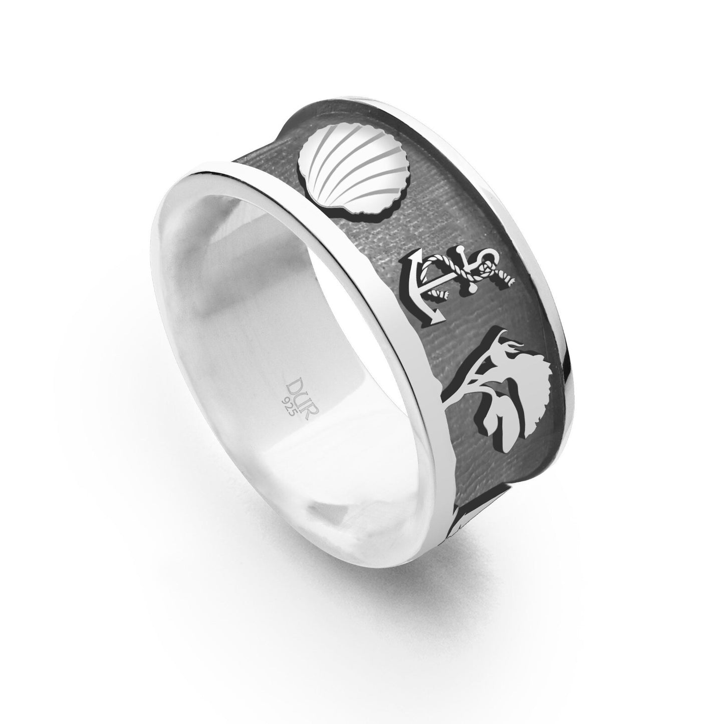 DUR 925 Silber Schmuck Ring "Ostsee 2.0" sandlos dunkel rhodiniert R5231 NEU