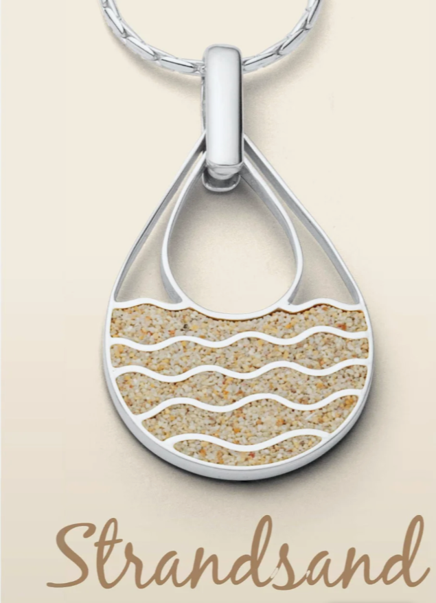 DUR Schmuck Anhänger "Strandwellen" mit Strandsand P3583 Extra Groß