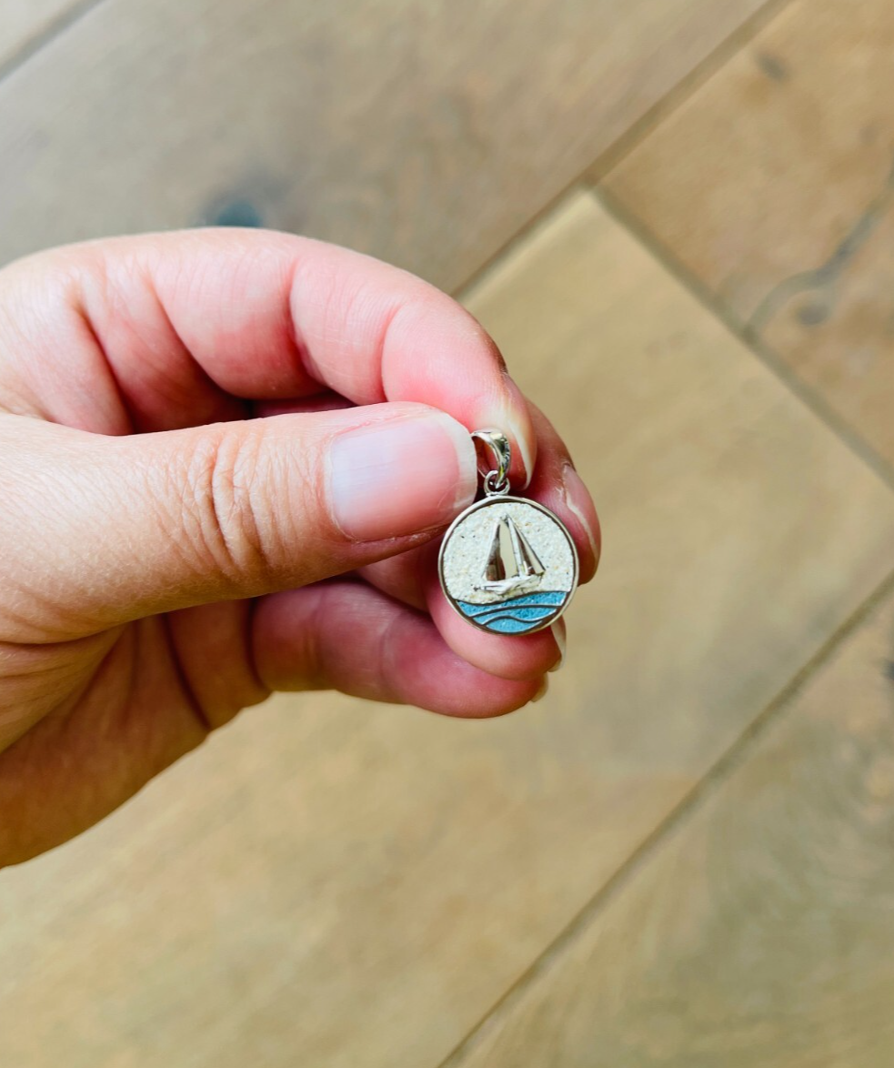 DUR Schmuck Anhänger "Ahoi" Strandsand/Steinsand Silber 925 rhodiniert P3847