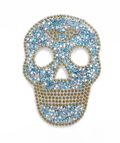 Skull Totenkopf Strass Kristall Patches zum Aufbügeln Aufkleber für Schuhe, Hüte, Kleidung, Taschen, Handyhülle DIY
