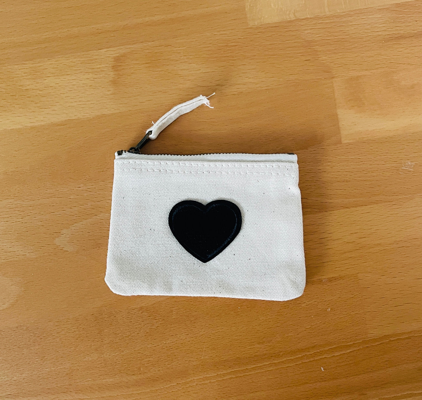 XS Geldbörse Kartenetui Leo Herz Stern Beige – Baumwolle Täschchen DIY | Gebügelt