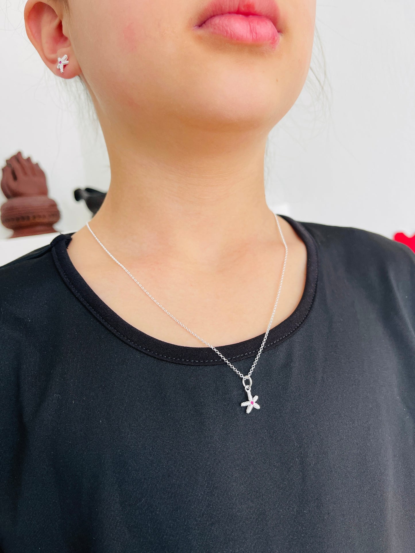 DUR 925 Silber Schmuck Kette "Seestern 2.0" K3052 pink ca.45 cm lang