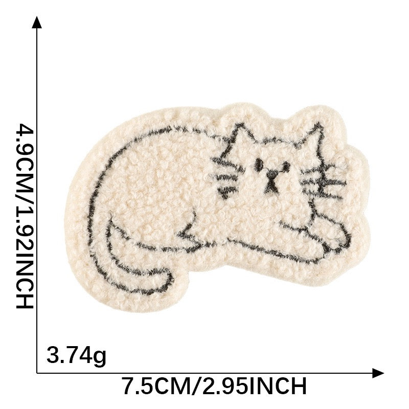 Katze Chenille Sticker Aufkleber Aufnäher für Handyhülle Kleidung Taschen DIY