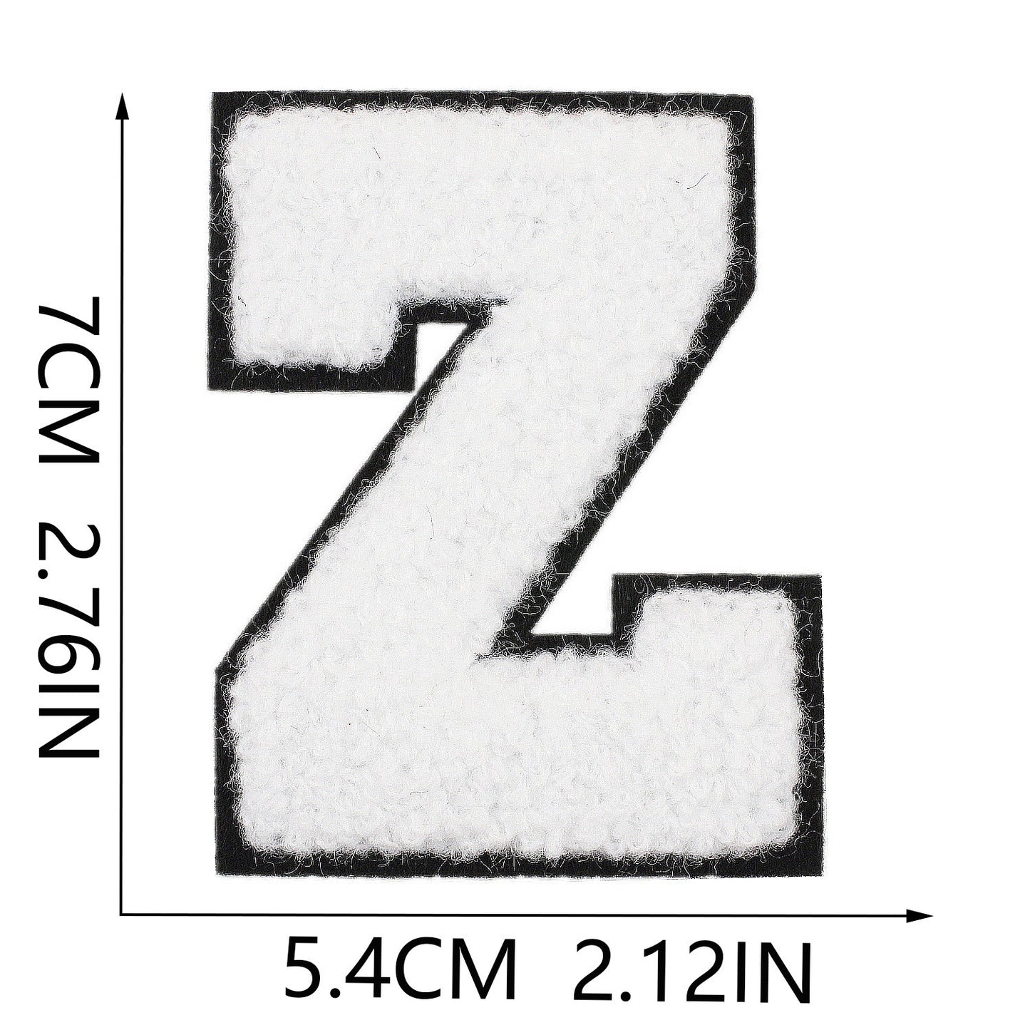 Weiß Schwarz 7cm Buchstaben A–Z Chenille Aufnäher Patches zum Aufbügeln für Kleidung DIY