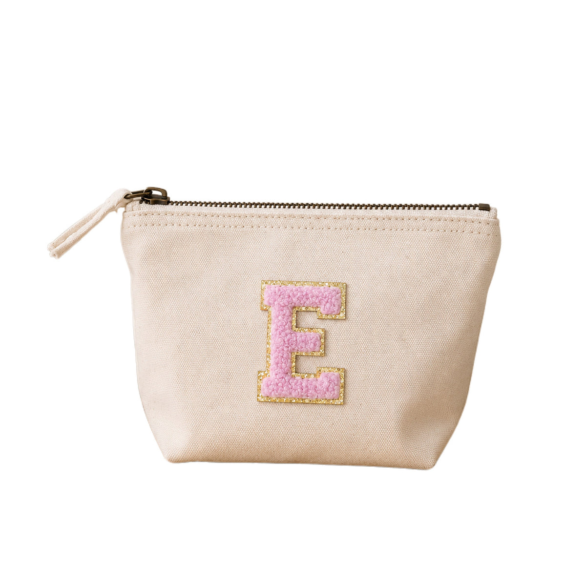 Rosa Initiale Beige Kosmetiktasche S • A–Z • Reise & Geschenkidee Buchstaben