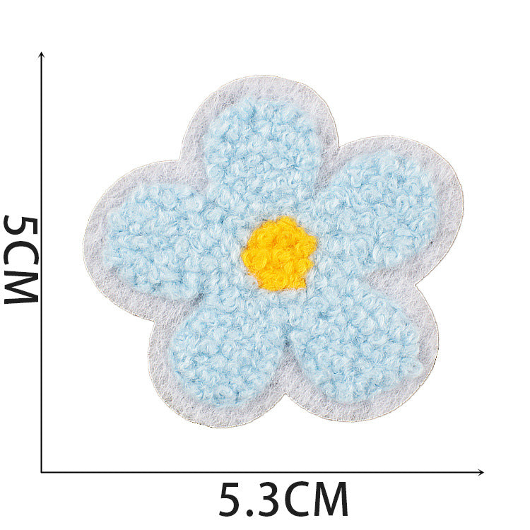 Blumen-Patch aus Towel-Stoff – Weiß & Blau | DIY Aufbügeln | Weich & Stylisch