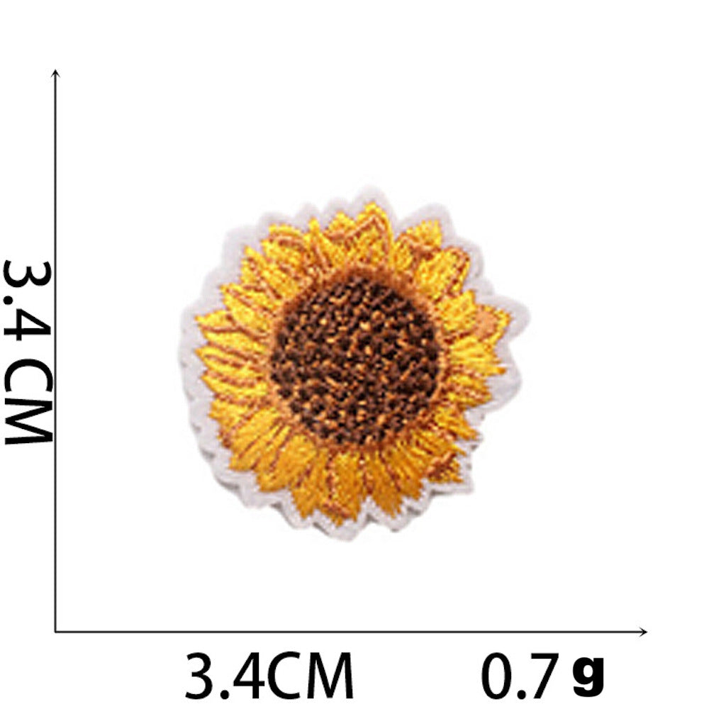 Sonnenblumen-Patch Stickerei – Goldgelb | Zum Aufbügeln oder Annähen | 3 Größen
