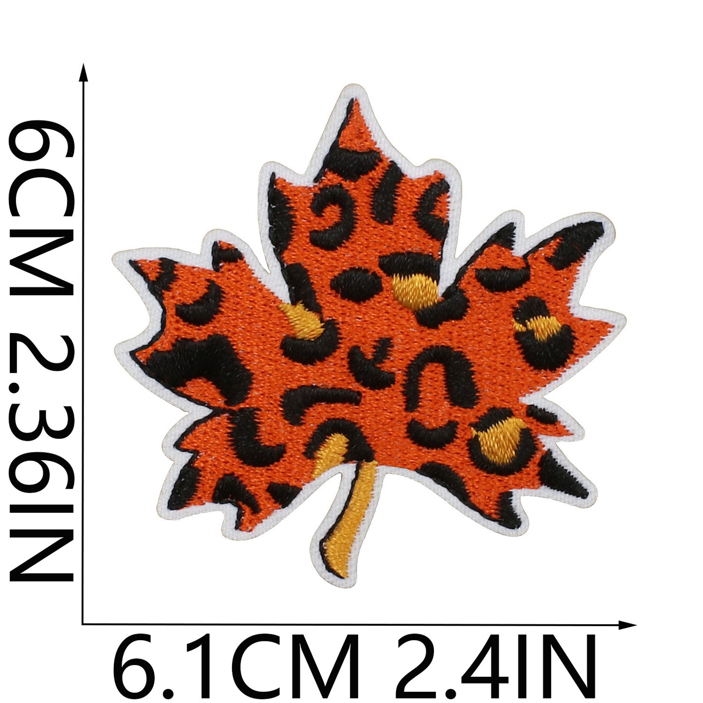 Herbstblatt Patch – Aufbügeln, Kariert & Leo Muster, ca. 6 cm, Goldblatt