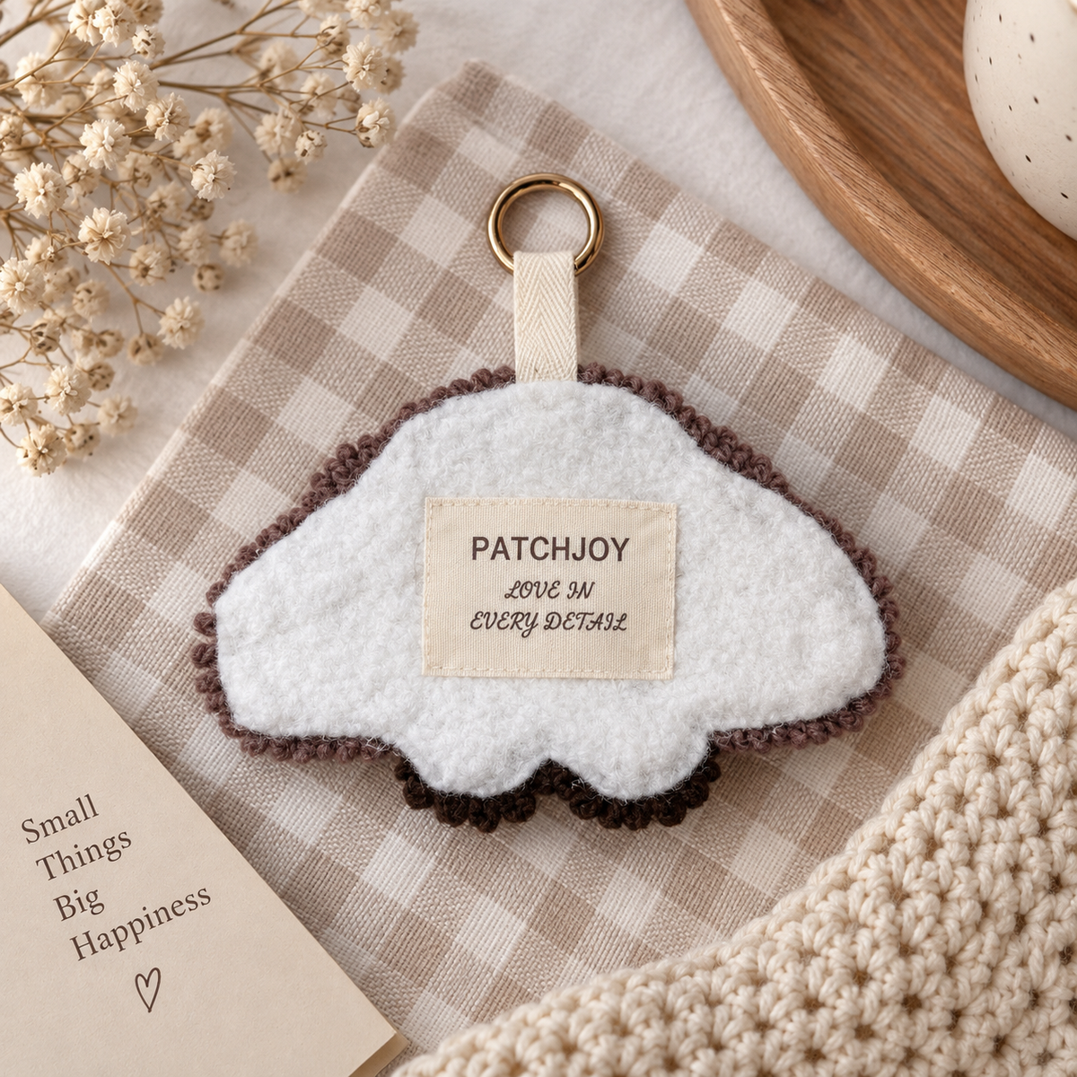 Handgemachter Croissant Taschenanhänger Schlüsselanhänger Punch Needle Kawaii süß
