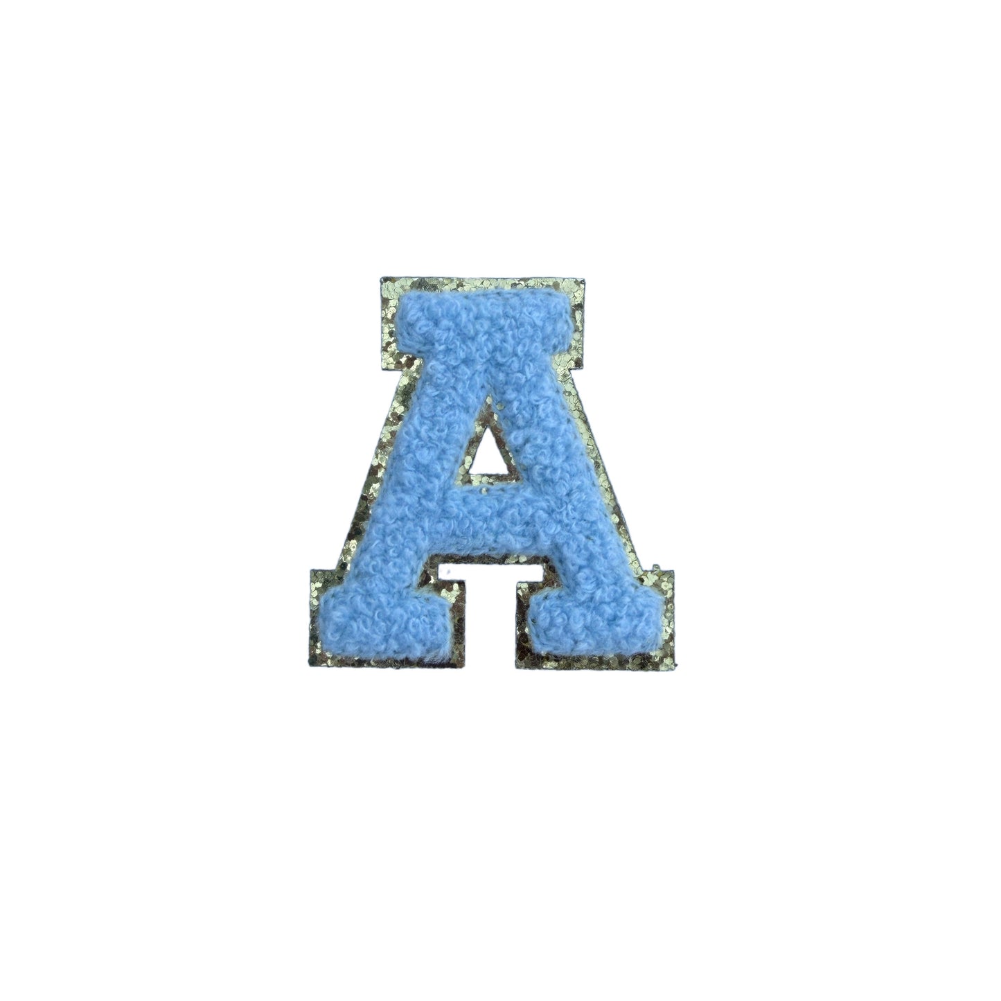 Hellblau A-Z Chenille Buchstaben Sticker Aufkleber Aufnäher für Handyhülle Kleidung Taschen DIY