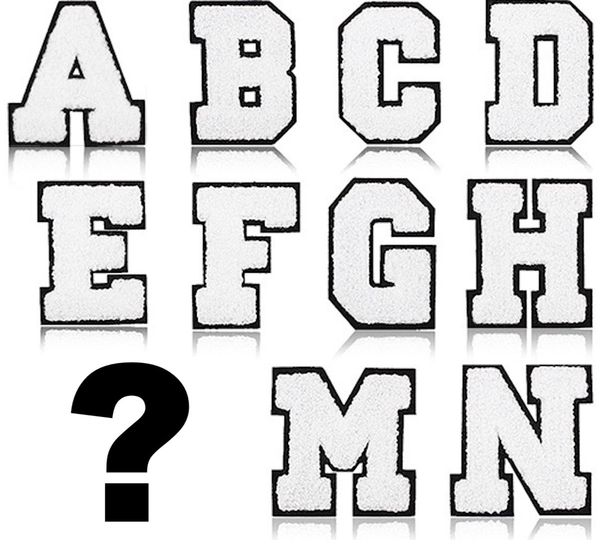 Weiß Schwarz 7cm Buchstaben A–Z Chenille Aufnäher Patches zum Aufbügeln für Kleidung DIY