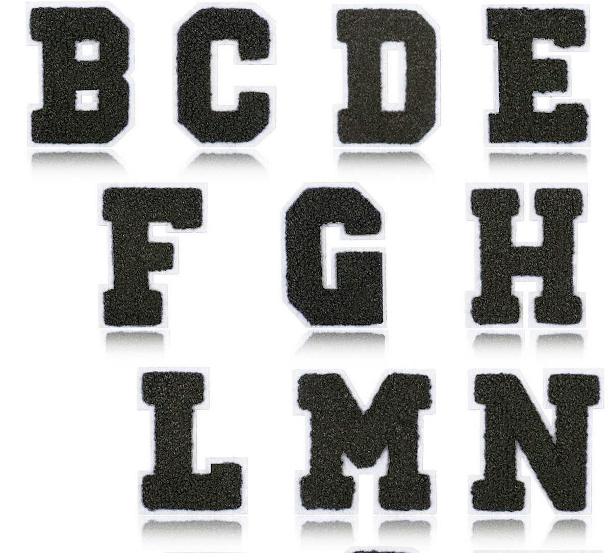 Schwarz Weiß 7cm Buchstaben A–Z Chenille Aufnäher Patches zum Aufbügeln für Kleidung DIY