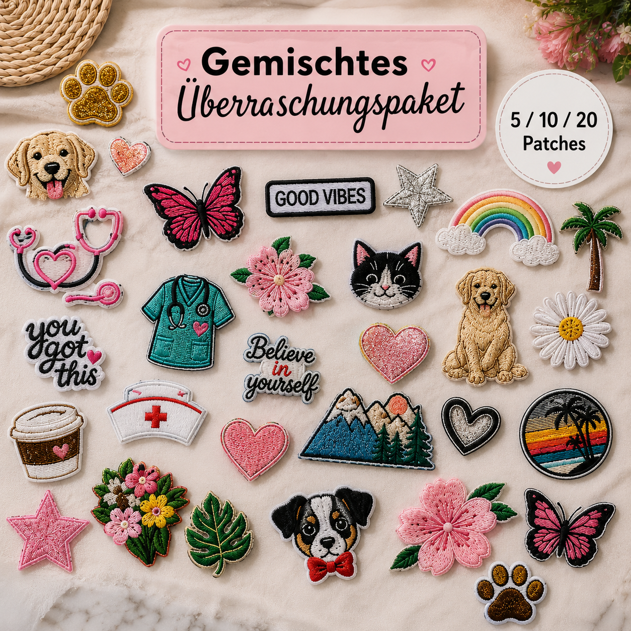 Patch Überraschungspaket zum Aufbügeln | 5, 10 oder 20 zufällige Aufnäher