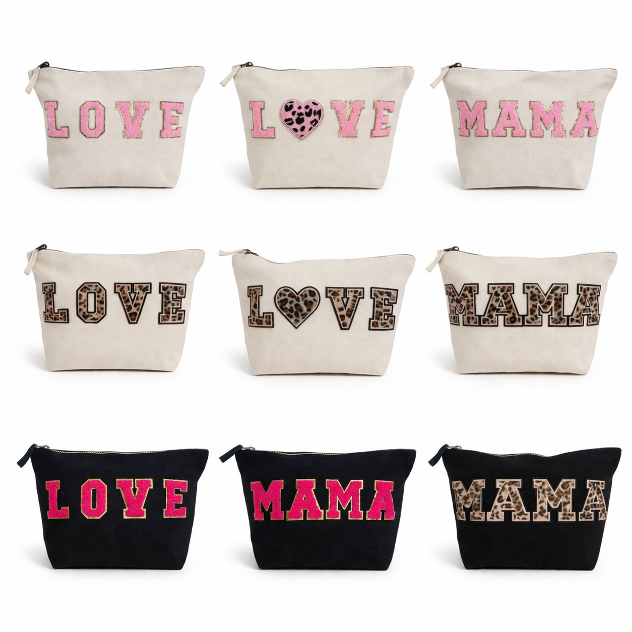 Muttertag Geschenk Mama Tasche Canvas LOVE Leo Kosmetiktasche Geschenkidee