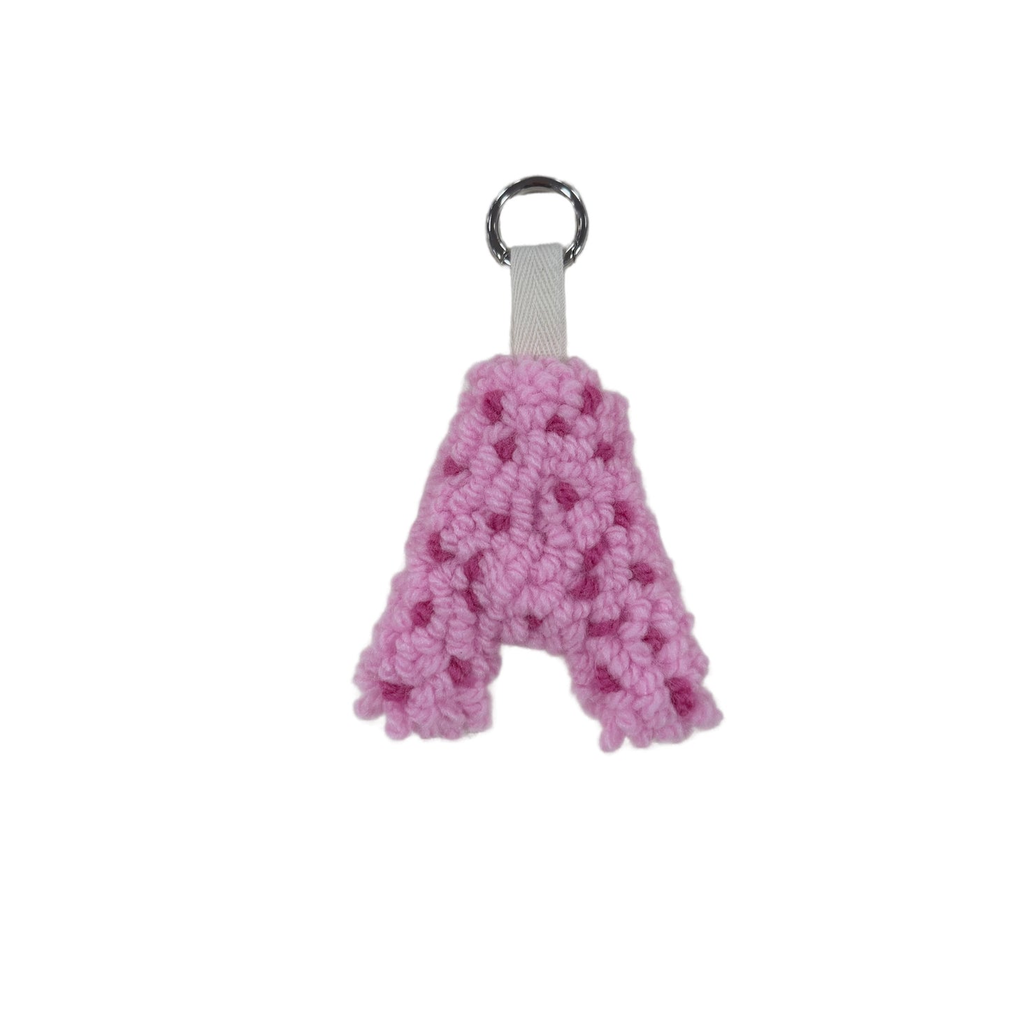 Rosa Personalisierter Schlüsselanhänger Buchstabe Initiale Handmade Punch Needle Geschenk Freundin