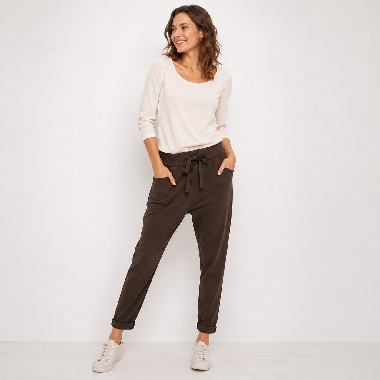 Wendy Trendy Damen Jogpants Jogger Baggy Hose Baumwolle Made in Italy S-XXL