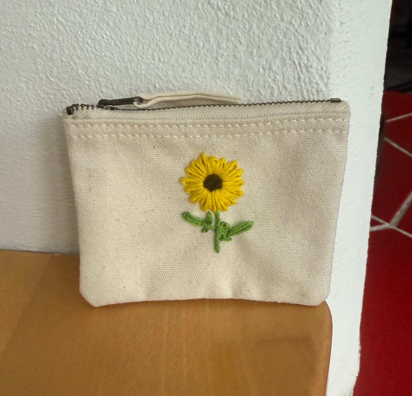 Handgestickte Baumwoll-Geldbörse XS – Herz, Stern, Blume uvm. – Unikat & Geschenk