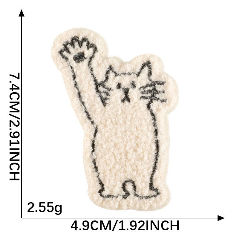 Katze Chenille Sticker Aufkleber Aufnäher für Handyhülle Kleidung Taschen DIY