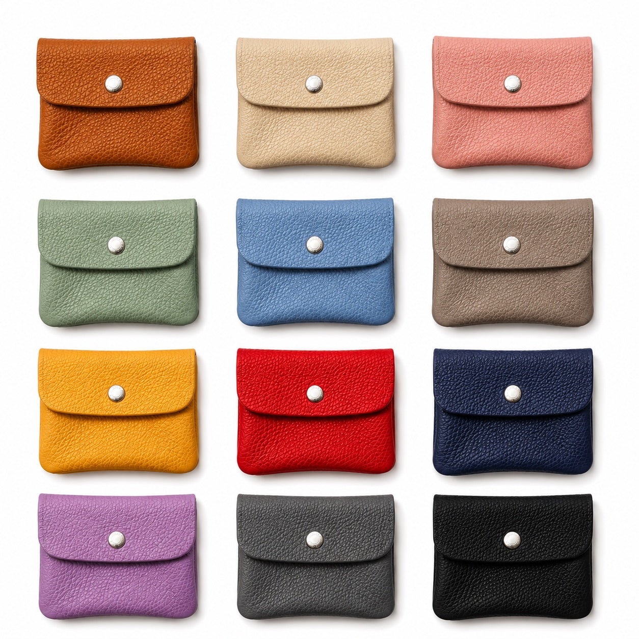 Damen Mini Geldbörse Echtleder Made in Italy 30+ Farben Münzfach Portemonnaie