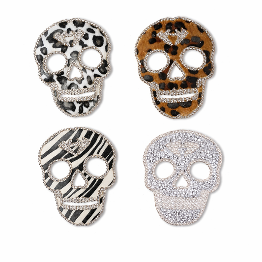 Leo Totenkopf Glitzer Patches zum Aufbügeln DIY Bügelbild für Kleidung Tasche