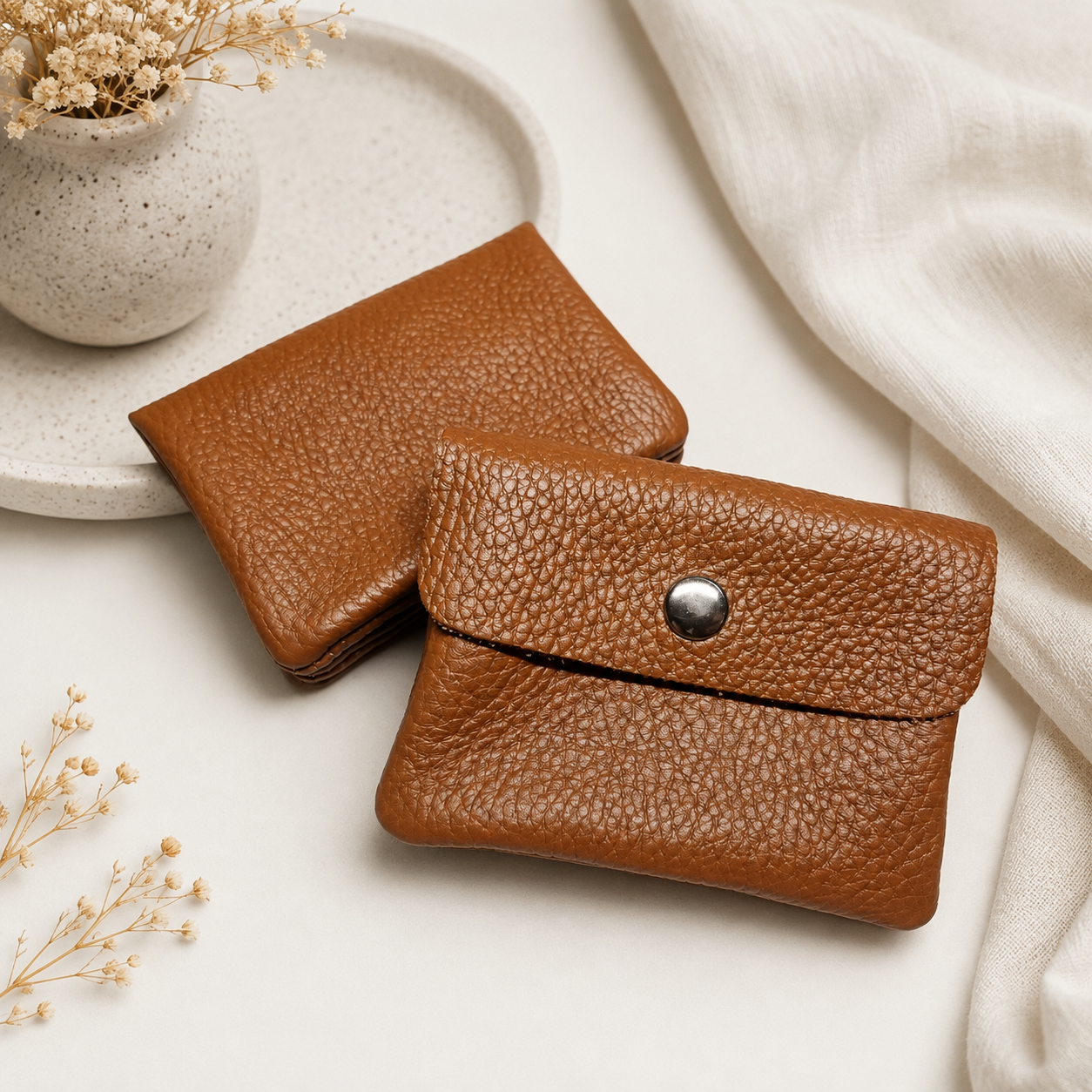 Damen Mini Geldbörse Echtleder Made in Italy 30+ Farben Münzfach Portemonnaie