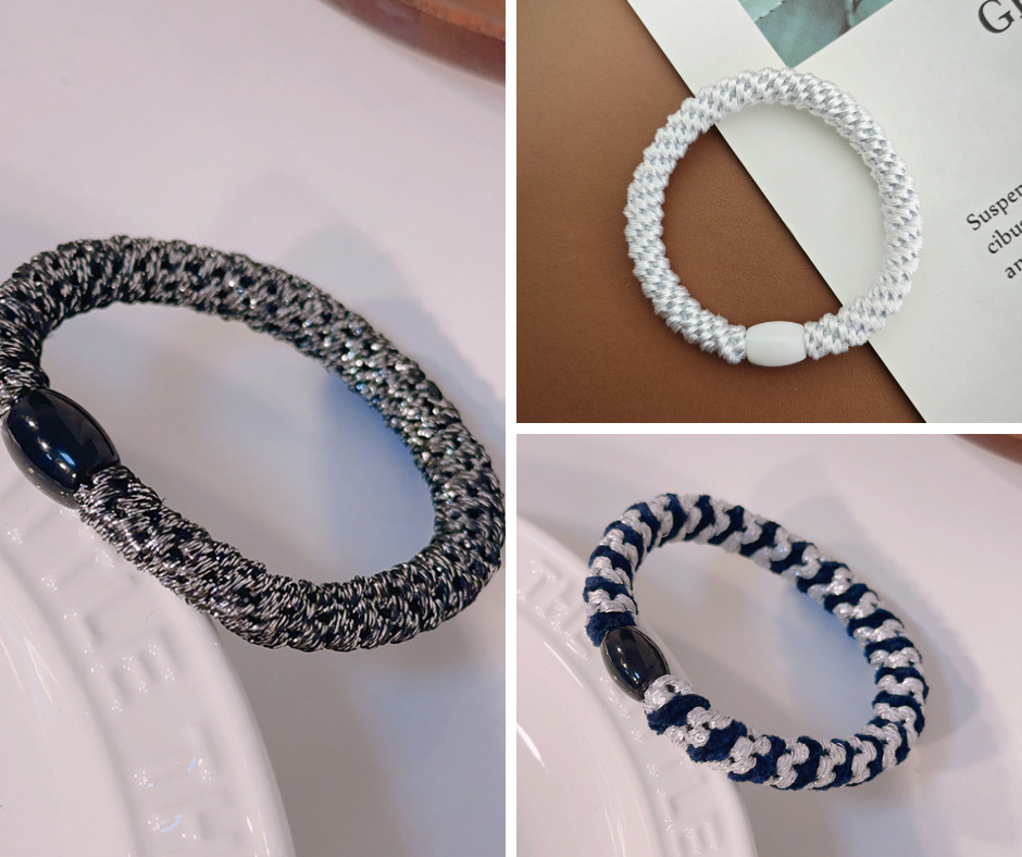 Trendy Haargummis 3er Pack | Elastisch & Haarschonend | One-Size | Beige/Rosa