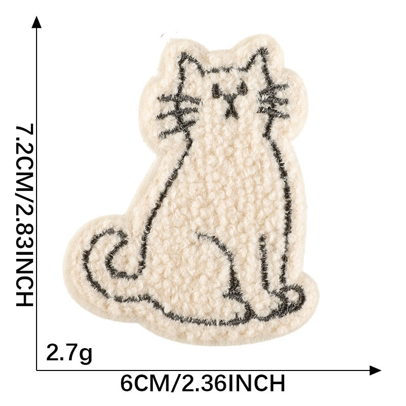 Katze Chenille Sticker Aufkleber Aufnäher für Handyhülle Kleidung Taschen DIY