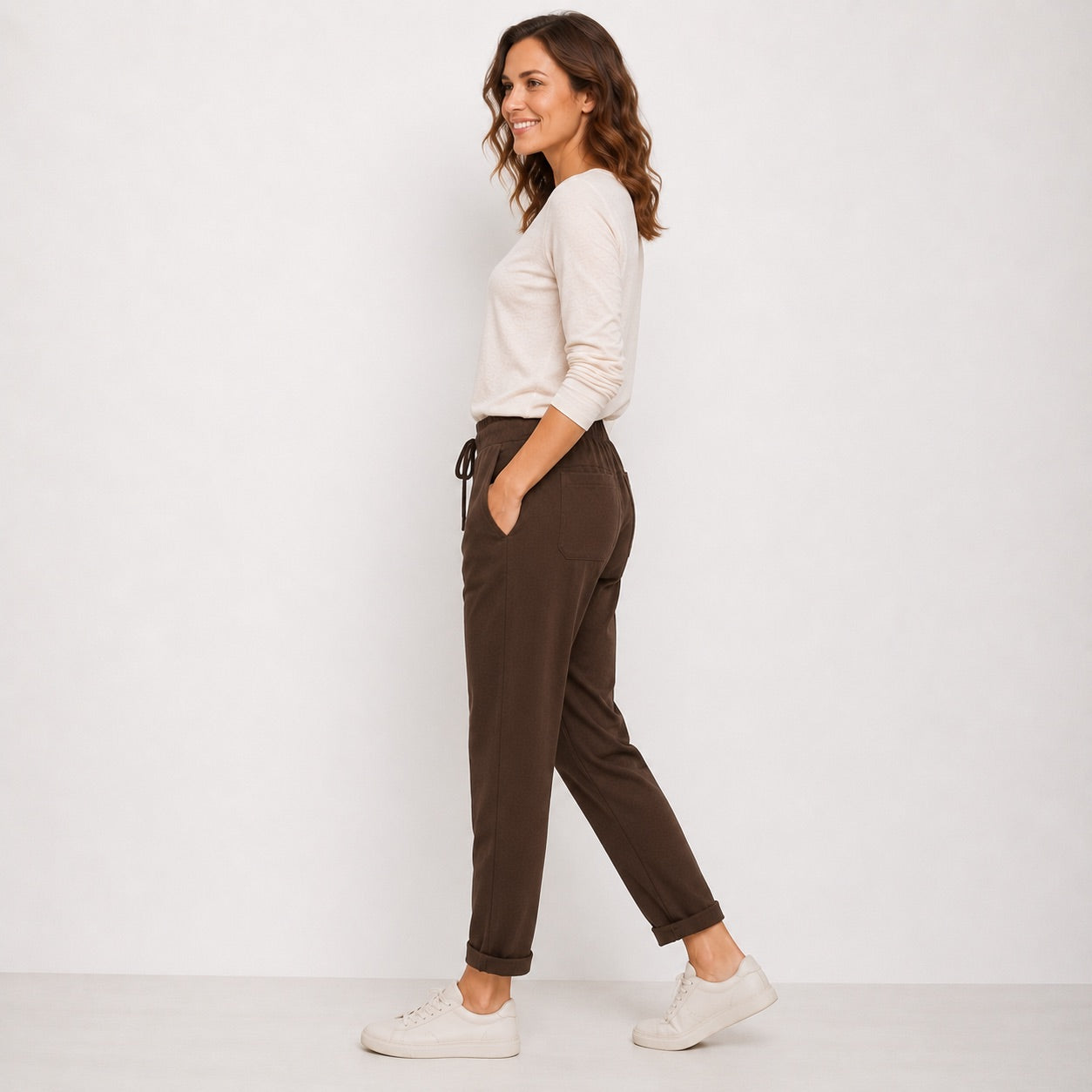Wendy Trendy Damen Jogpants Jogger Baggy Hose Baumwolle Made in Italy S-XXL