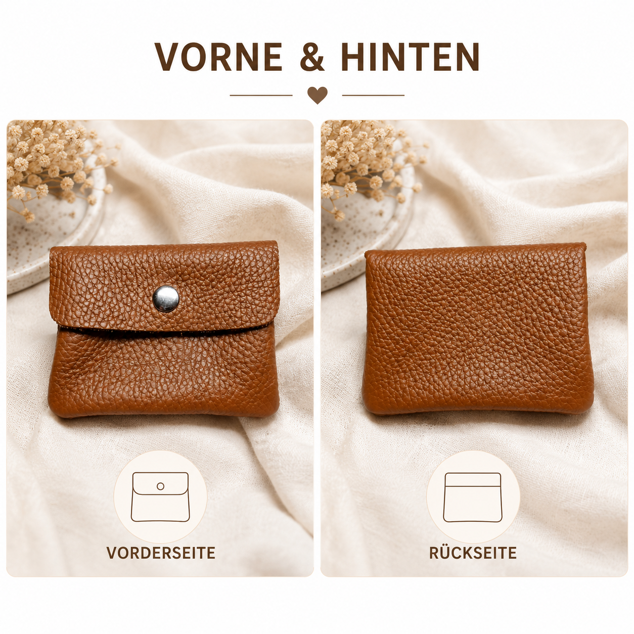 Damen Mini Geldbörse Echtleder Made in Italy 30+ Farben Münzfach Portemonnaie