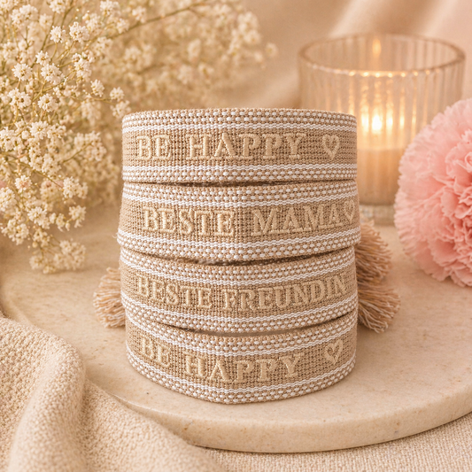 Freundschaftsarmband Damen – Botschaft wählbar (BESTE MAMA, BESTE FREUNDIN, BE HAPPY) – Geschenk Idee