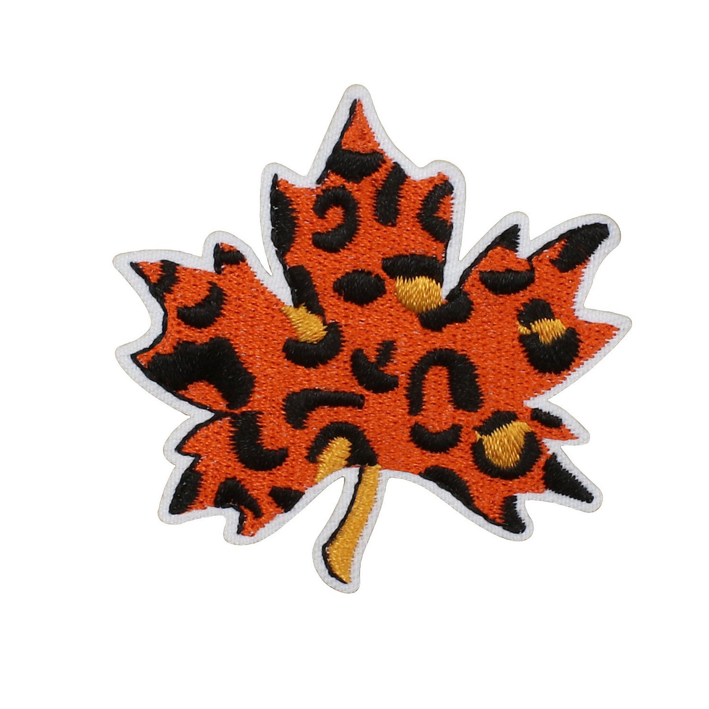 Herbstblatt Patch – Aufbügeln, Kariert & Leo Muster, ca. 6 cm, Goldblatt