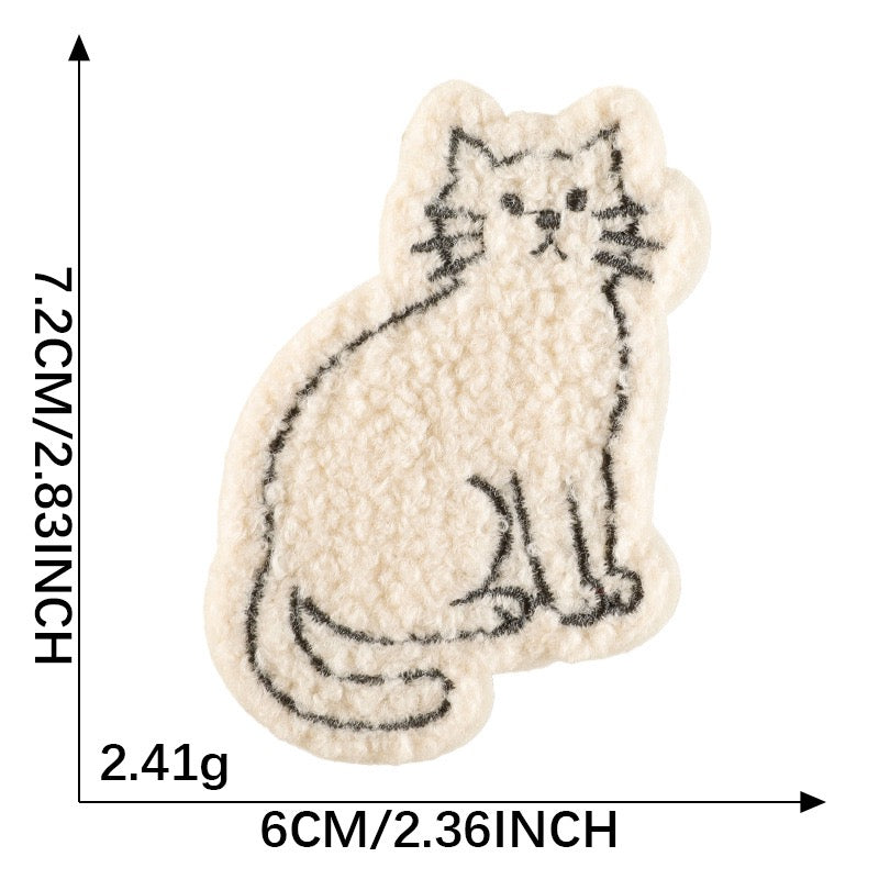 Katze Chenille Sticker Aufkleber Aufnäher für Handyhülle Kleidung Taschen DIY