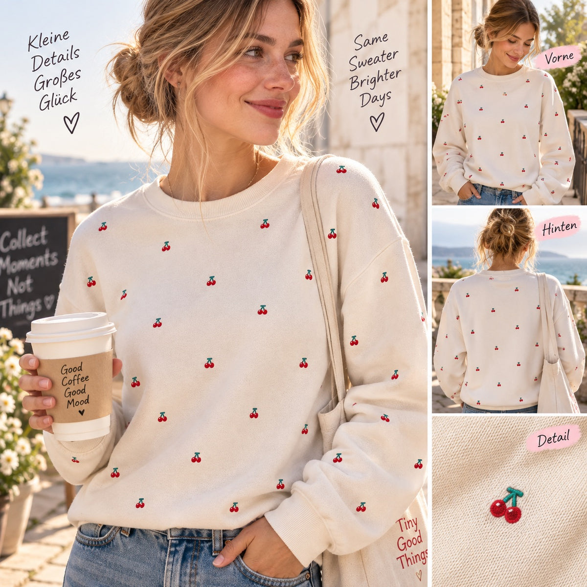 Mini Kirsche Herz Patches Applikation Bügelbilder Aufnäher – Aufbügeln, DIY Bekleidung Taschen Deko