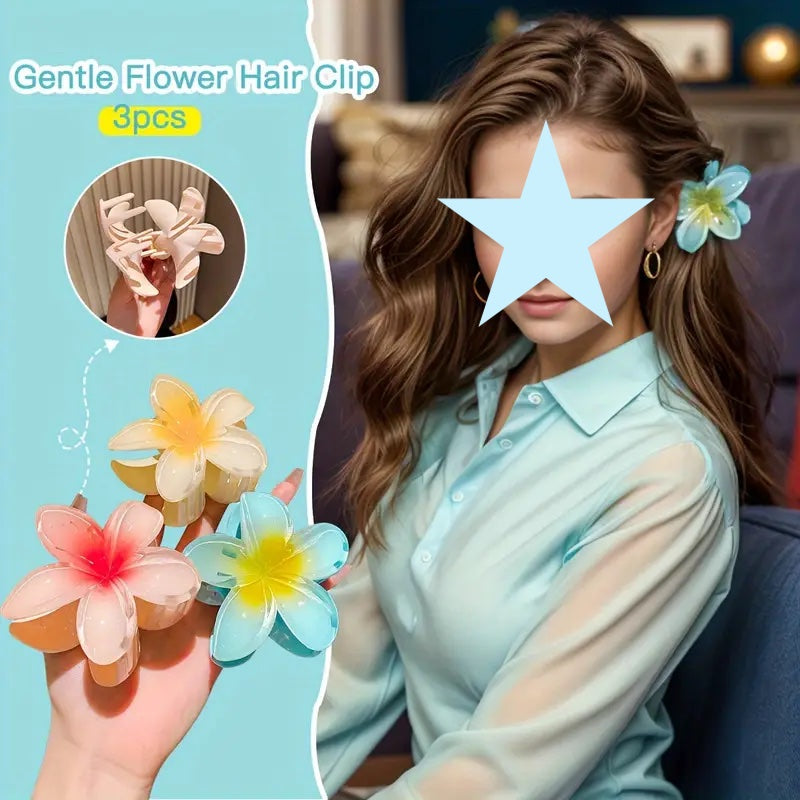 3er-Set Elegante Lotus Blumen Haarspange Krallen-Haarklammer für Hochsteckfrisuren