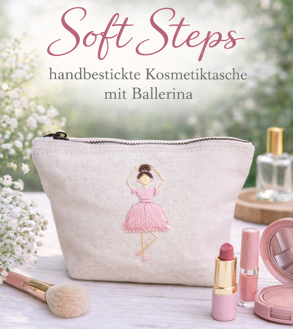 Kosmetiktasche handbestickt | Ballerina Tanzmädchen | Geschenk | Handmade