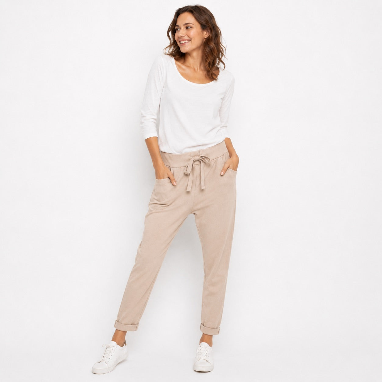 Wendy Trendy Damen Jogpants Jogger Baggy Hose Baumwolle Made in Italy S-XXL
