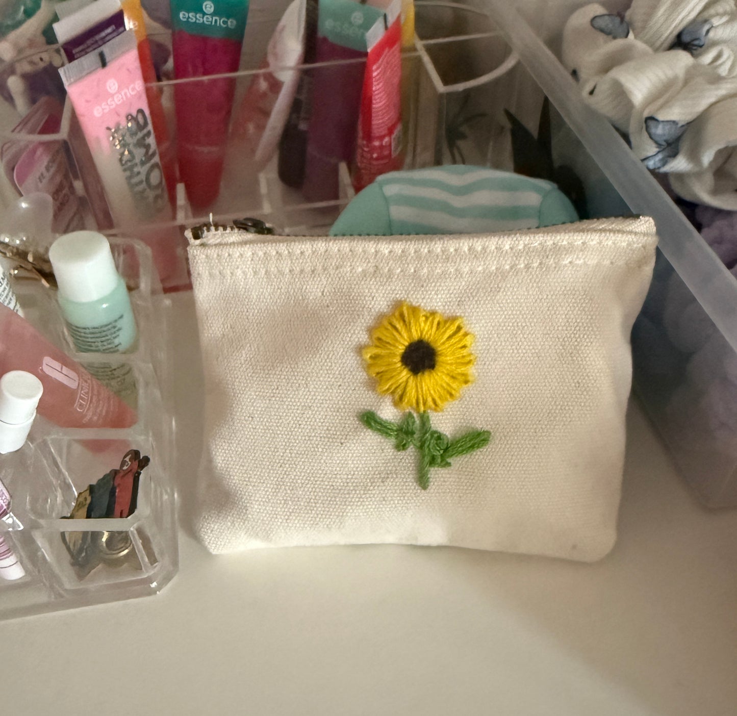 Handgestickte Baumwoll-Geldbörse XS – Herz, Stern, Blume uvm. – Unikat & Geschenk