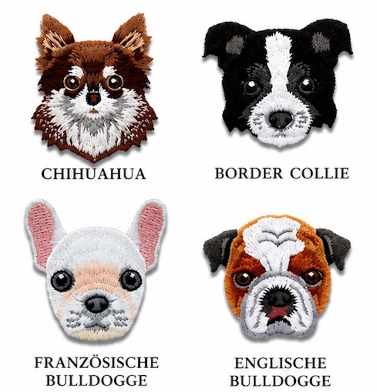 Hund Aufnäher Patch Serie A zum Aufbügeln Bügelbild 16 Hunderassen für Kleidung, Tasche, Jeans DIY