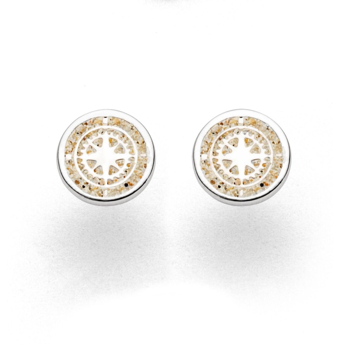 DUR Silber Schmuck Ohrring Ohrstecker "Kompass" mit Strandsand O5039