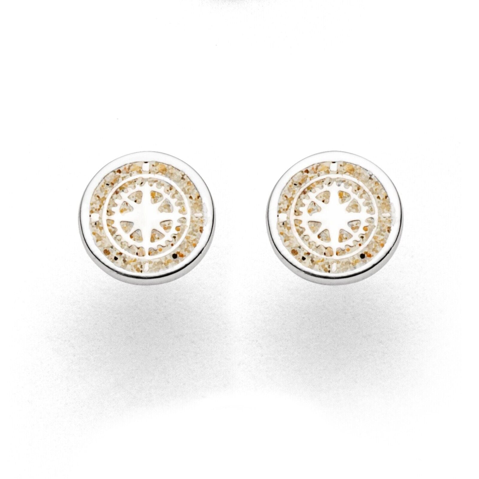 DUR Silber Schmuck Ohrring Ohrstecker "Kompass" mit Strandsand O5039