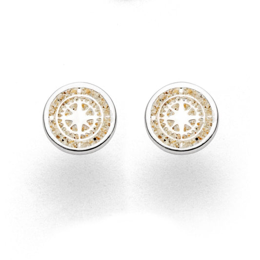 DUR Silber Schmuck Ohrring Ohrstecker "Kompass" mit Strandsand O5039