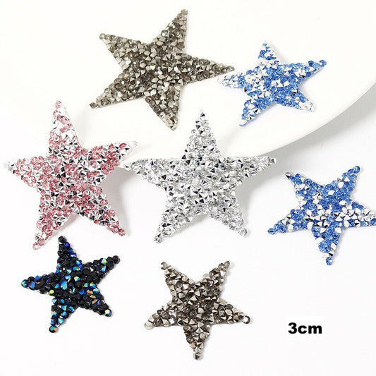 3cm Strass Stern Glitzer AB Patches zum Aufbügeln DIY Bügelbild für Kleidung