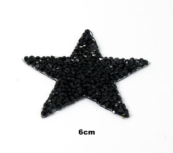 6cm Strass Stern Glitzer AB Patches zum Aufbügeln DIY Bügelbild für Kleidung