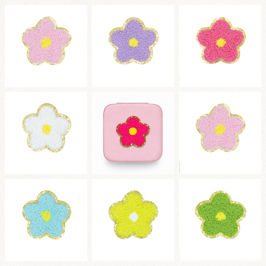 Chenille Blumen Patches Aufkleber Aufnäher • DIY Sticker für Handyhülle Tasche Kleidung Deko