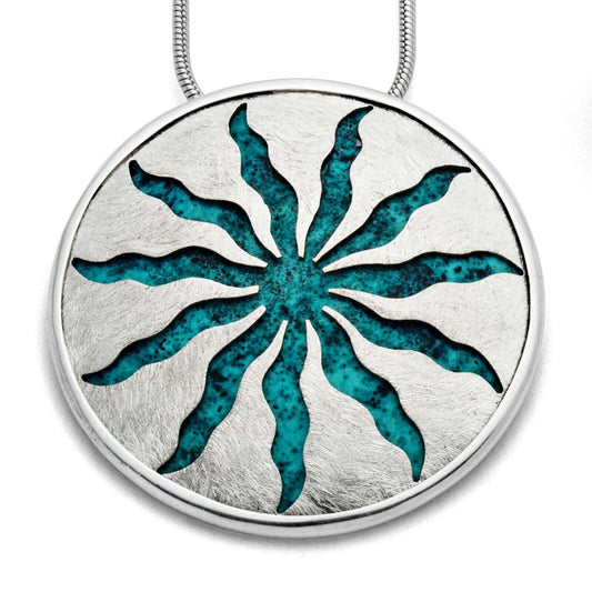 DUR 925er Silber Anhänger "Sonne" P3083 – Handgearbeitet, Extra Groß, Exklusiv