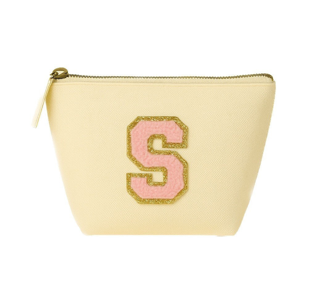 Kosmetiktasche S Beige • DIY Initiale Rosa A–Z zum Kleben • Reise & Geschenkidee